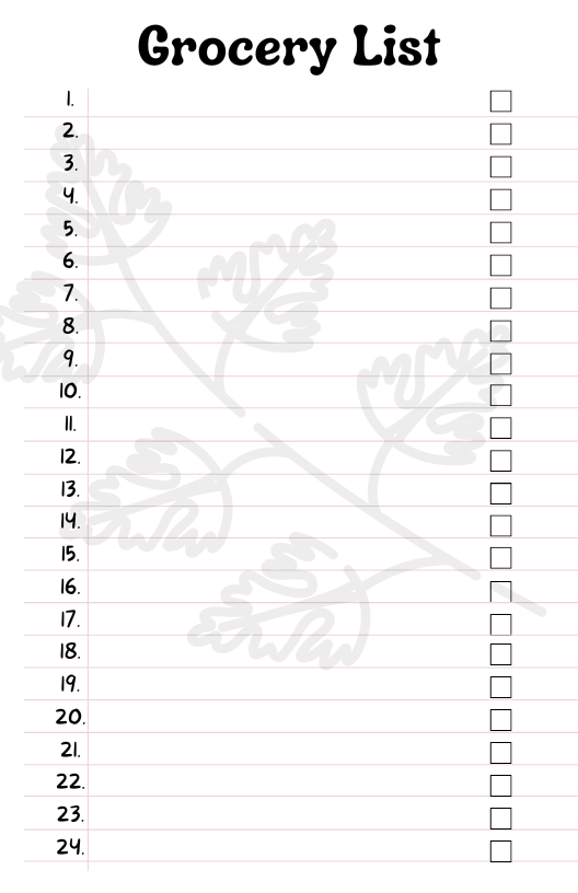 Black and White Shopping List png